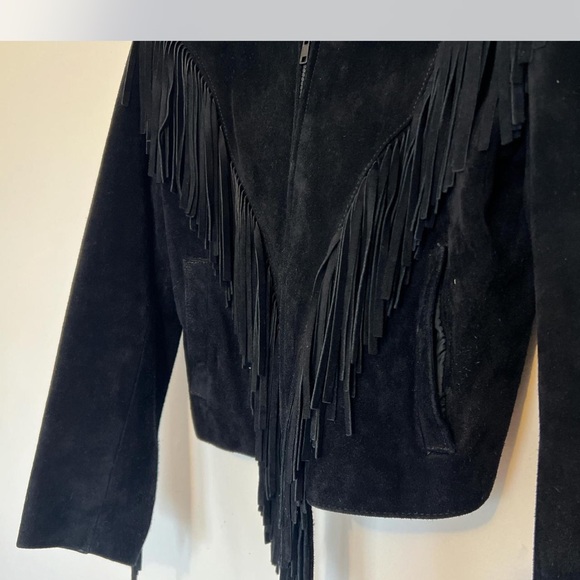 Wilsons Women's Suede Black Fringe Jacket - Picture 6 of 7